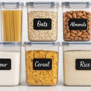 13 Airtight Food Storage Containers Set of 7 BPA Free Plastic Pantry Organization Bins with Easy Lock Lids for Flour Cereal Sugar Labels
